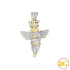 10KY 0.50CTW DIAMOND ANGEL PENDANT WITH CROWN