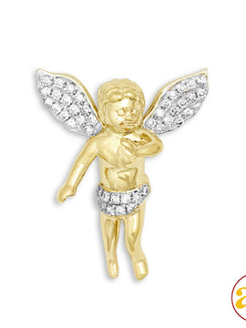 10KY 0.65CTW DIAMOND ANGEL PENDANT SMALL