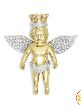 10KY 0.60CTW DIAMOND ANGEL WITH CROWN - SMALL