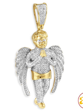 10KY 1.30CTW DIAMOND ANGEL PENDANT WITH PRAYING