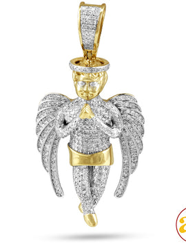 10KY 1.25CTW DIAMOND PRAYING HANDS ANGEL WITH HALO