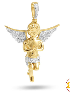 10KY 0.55CTW DIAMOND PRAYING HANDS ANGEL PENDANT