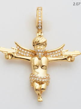 10KY 0.85CTW DIAMOND ANGEL WITH GUNS PENDANT