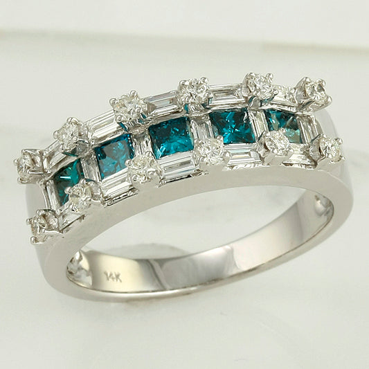 14K 1.40CTW BLUE & WHITE DIA FANCY RING