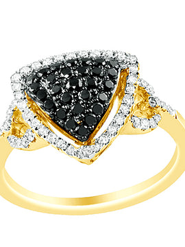 14KY 0.50CTW BLACK TRILLION RING