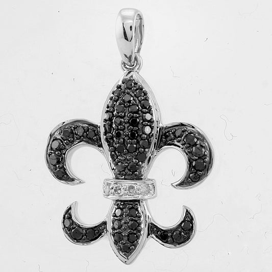 14KW 0.35CTW BKD FLEUR DI LIS PENDANT