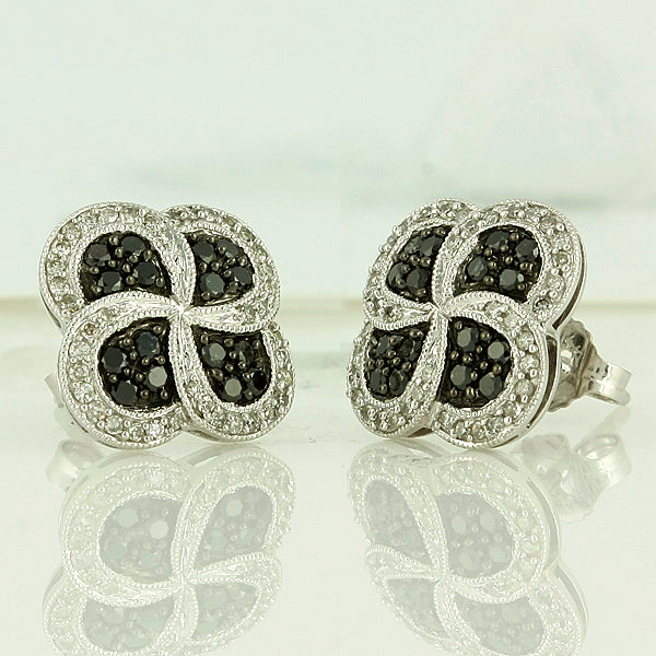 14KW 0.75CTW BLACK DIA FANCY EARRINGS