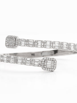 14KW 8.15CTW DIAMOND CUFF BRACELET - BAGUETTE &