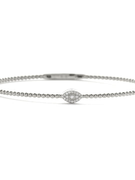 14KW 0.10CTW DIAMOND EVIL EYE LADIES BANGLE