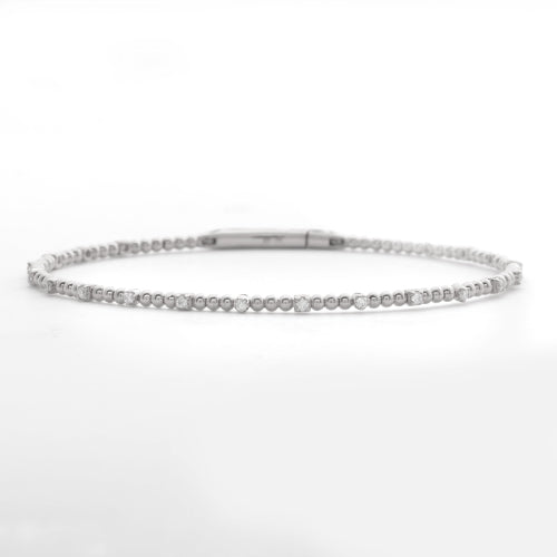 14KW 0.30CTW DIAMOND SINGLE ROW BEADED BANGLE