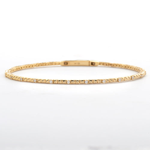 14KY 0.30CTW DIAMOND SINGLE ROW BEADED BANGLE