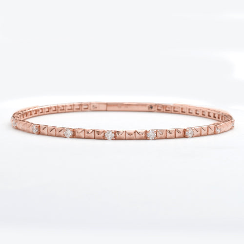 14KR 0.55CTW DIAMOND SINGLE ROW BEADED BANGLE