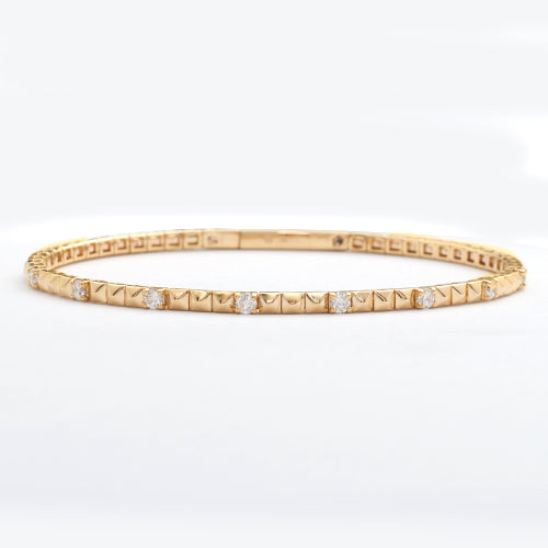 14KY 0.55CTW DIAMOND SINGLE ROW BEADED BANGLE