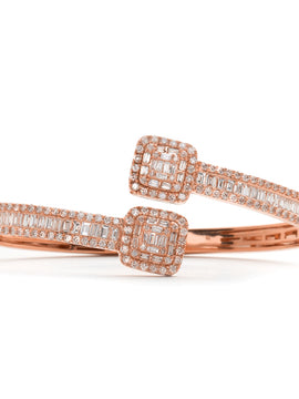 14KR 4.25CTW DIAMOND CUFF BRACELET - BAGUETTE &