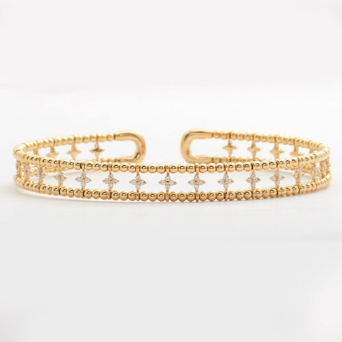 14KY 0.75CTW DIAMOND OPEN CUFF BANGLE - 3 BEADS