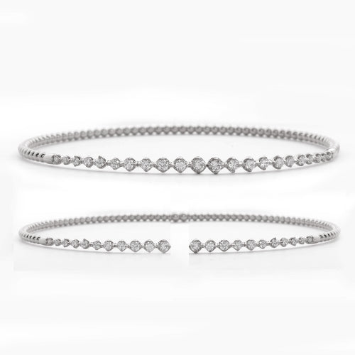 14KW 0.65CTW DIAMOND OPEN CUFF BANGLE - 4 PRONG