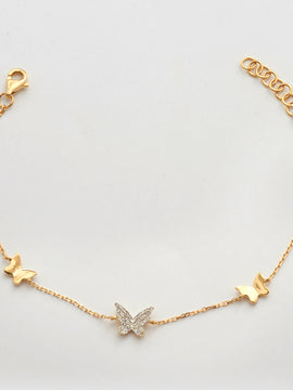 14KY 0.15CTW DIAMOND BUTTERFLY BRACELET