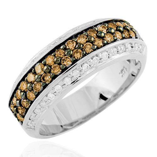 14K 1.00CTW CHAMPAGNE DIAMOND WHITE GOLD RING