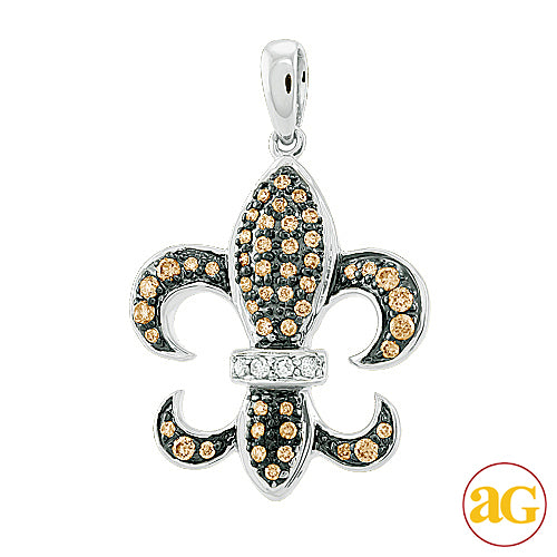 10KW 0.35CTW CHAMPAGNE DIAMOND FLEUR DE LIS PENDAN