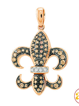 10KR 0.35CTW CHAMPAGNE DIAMOND FLEUR DE LIS PENDAN