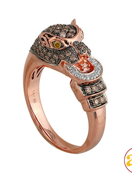 14KR 0.75CTW CHAMPAGNE DIAMOND PANTHER RING