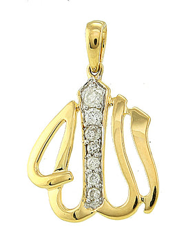 14KY 0.20CTW DIAMOND 'ALLAH' PENDANT