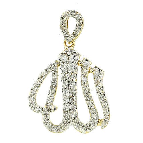 14KY 0.35CTW DIAMOND &apos;ALLAH&apos; PENDANT