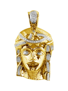 10KY 0.30CTW DIAMOND JESUS PENDANT