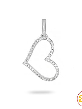 14KW 0.10CTW DIAMOND HEART PENDANT