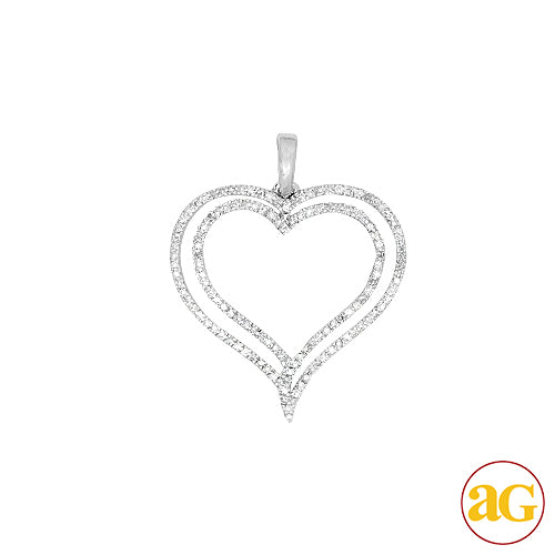 14KW 0.25CTW DIAMOND DOUBLE HEART PENDANT