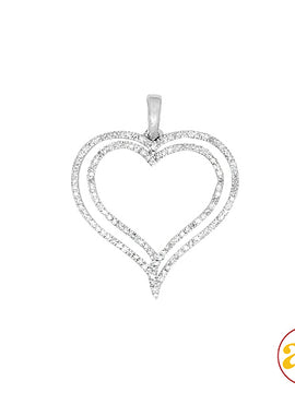 14KW 0.25CTW DIAMOND DOUBLE HEART PENDANT