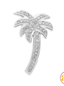 10KW 0.25CTW DIAMOND PALM TREE PENDANT