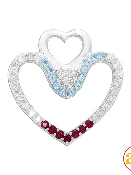 10KW 1.25CTW DIAMOND HEART PENDANT WITH TOPAZ