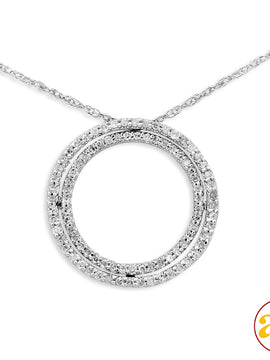 14KW 0.33CTW DIAMOND 2-ROW CIRCLE PENDANT