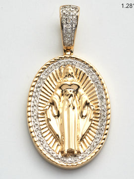 14KY 0.20CTW DIAMOND MOTHER MARY PENDANT