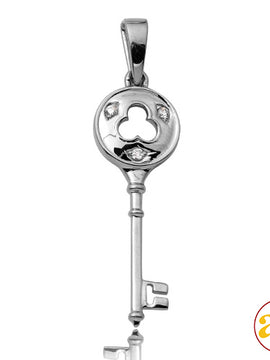 14KW 0.05CTW DIAMOND KEY PENDANT