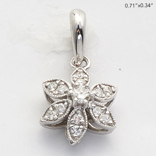 14KW 0.15CTW DIAMOND FLOWER SHAPED PENDANT - 0.5&quot;