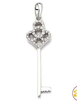 14KW 0.20CTW DIAMOND OPEN DESIGN KEY PENDANT