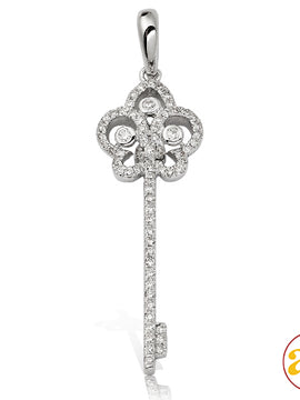 14KW 0.50CTW DIAMOND 'FLEUR DE LIS' DESIGN KEY PEN