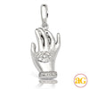 14KW 0.15CTW DIAMOND PENDANT - HAND WITH EVIL EYE