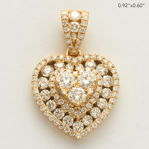 14KY 1.40CTW DIAMOND HEART CLUSTER PENDANT