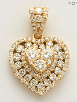 14KY 1.40CTW DIAMOND HEART CLUSTER PENDANT