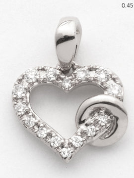 14KW 0.10CTW DIAMOND HEART WITH CIRCLE PENDANT