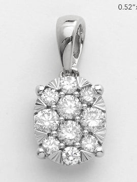 14KW 0.30CTW DIAMOND OVAL CLUSTER PENDANT