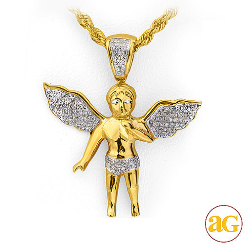 10KY 0.25CTW DIAMOND ANGEL PENDANT