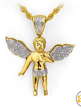 10KY 0.25CTW DIAMOND ANGEL PENDANT