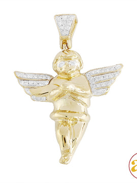 10KY 0.20CTW DIAMOND ANGEL PENDANT