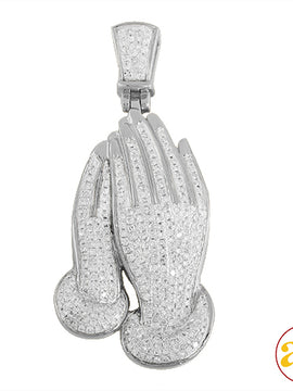 10KW 1.10CTW DIAMOND PRAYING HANDS PENDANT