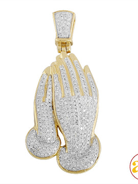 10KY 1.25CTW DIAMOND PRAYING HANDS PENDANT