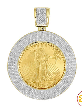 10KY 1.50CTW DIAMOND BEZEL WITH 1/2 OZ GOLD COIN